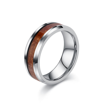 PIOWNN® Schlichter Wolframkarbid Ring mit Holzoptik - 4-6-8mm Unisex Partnerringe