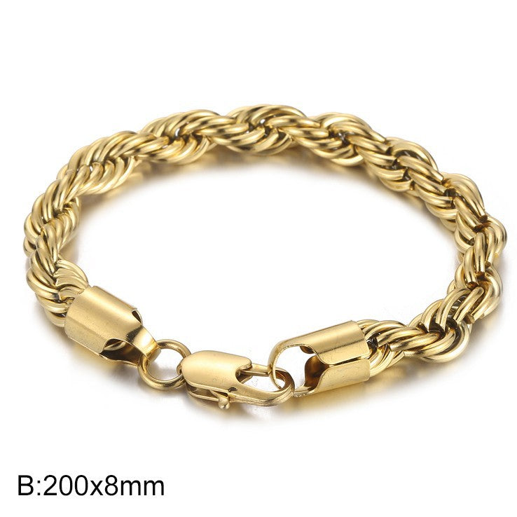 Herren Armband aus 18k vergoldetem Edelstahl - Geflochtenes Twisted Seil Design
