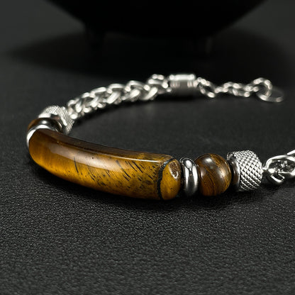 Edelstahl-Kettenarmband mit Tigerauge & Titan – Für Herren
