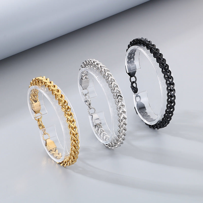Minimalistische Kubaketten-Armbänder für Paare – Mit strukturiertem Wirbelmuster und Hochglanzschliff