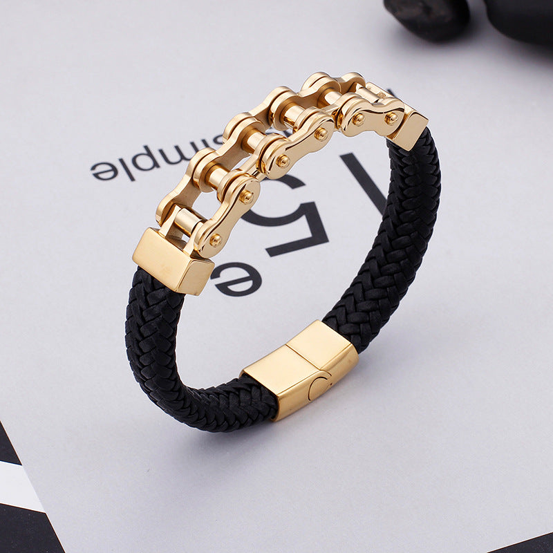Herren Armband aus Edelstahlkette & geflochtenem Leder – Robust & Stilvoll