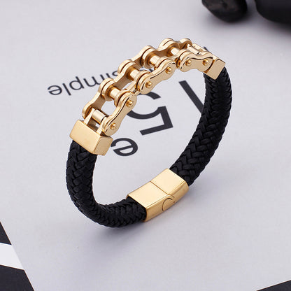 Herren Armband aus Edelstahlkette & geflochtenem Leder – Robust & Stilvoll
