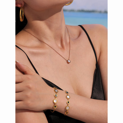 Edles Muschel-Armband & Kettenset mit römischen Ziffern – 3 Farbvarianten