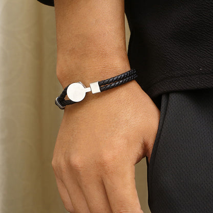 Retro Lederarmband mit Punkträgern – Doppelt geflochten & Individuell