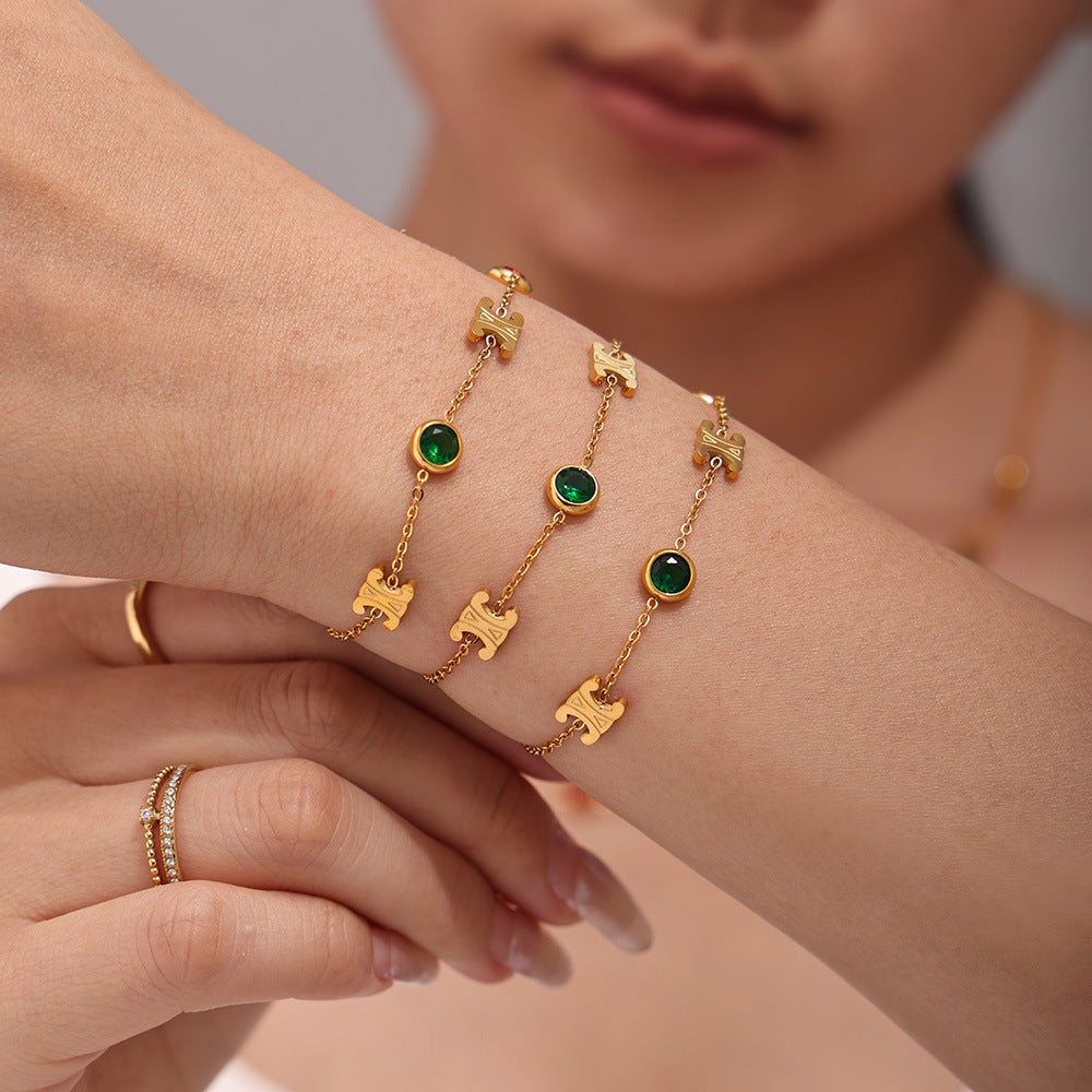 Edles Zirkon Schmuck Set (Halskette + Armband) aus Stahl - PVD vergoldet in 2 Farben | Gold & Silber | Hochwertiger Damenschmuck Geschenk