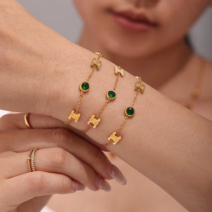 Edles Zirkon Schmuck Set (Halskette + Armband) aus Stahl - PVD vergoldet in 2 Farben | Gold & Silber | Hochwertiger Damenschmuck Geschenk