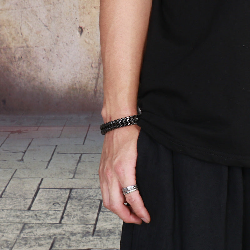 Titan Geflecht-Armband - Zweireihig - Schlichter Herrenschmuck