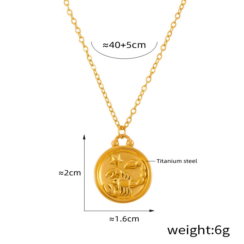Edles Sternzeichen-Medaillon mit Relief – zeitloser Unisex-Kettenklassiker