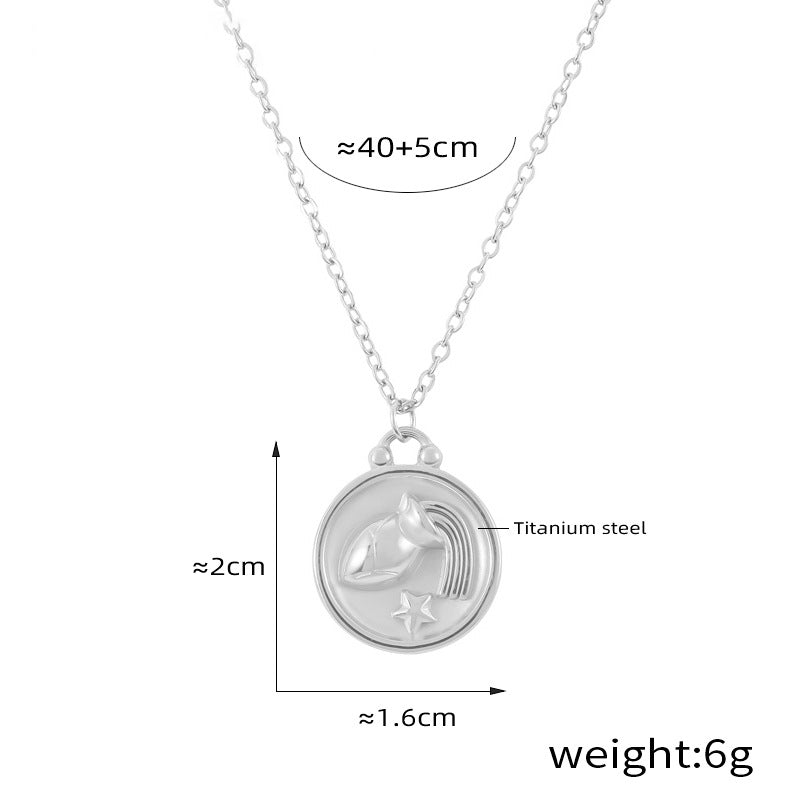 Edles Sternzeichen-Medaillon mit Relief – zeitloser Unisex-Kettenklassiker