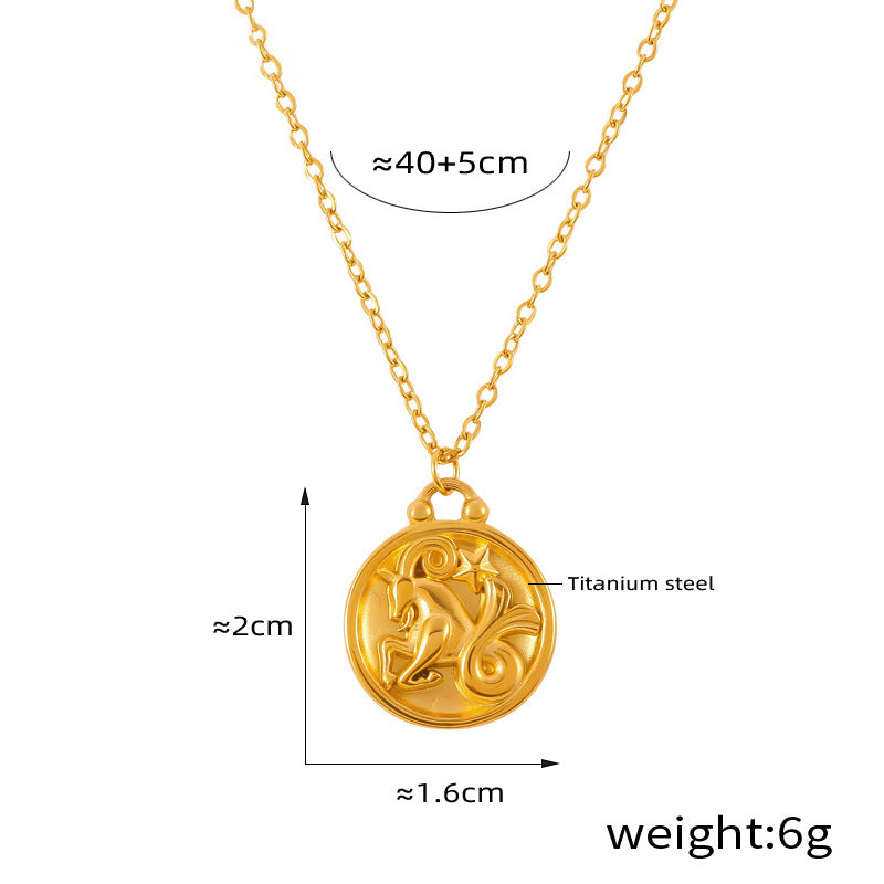 Edles Sternzeichen-Medaillon mit Relief – zeitloser Unisex-Kettenklassiker