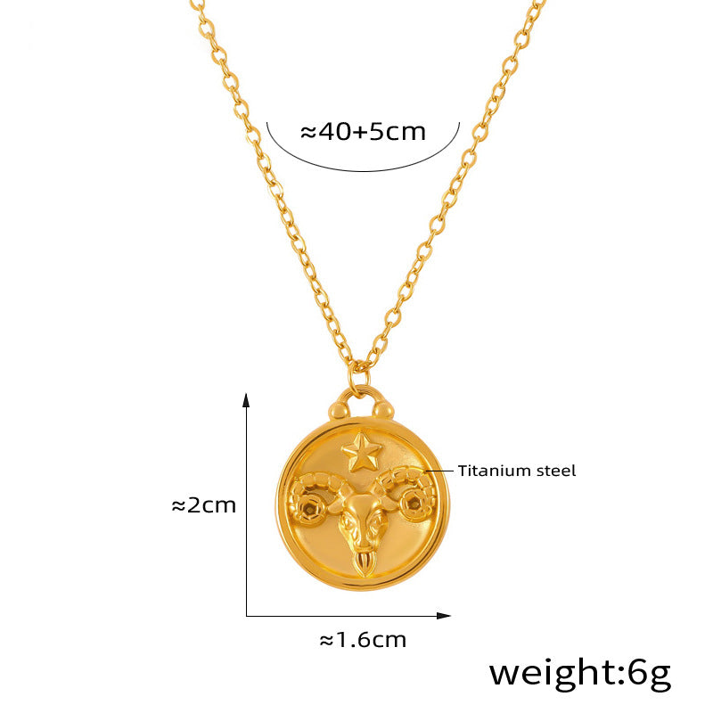 Edles Sternzeichen-Medaillon mit Relief – zeitloser Unisex-Kettenklassiker