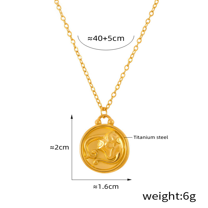 Edles Sternzeichen-Medaillon mit Relief – zeitloser Unisex-Kettenklassiker