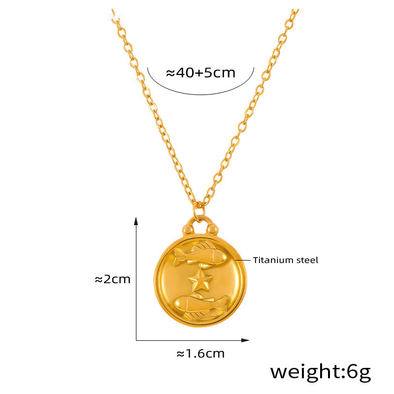 Edles Sternzeichen-Medaillon mit Relief – zeitloser Unisex-Kettenklassiker