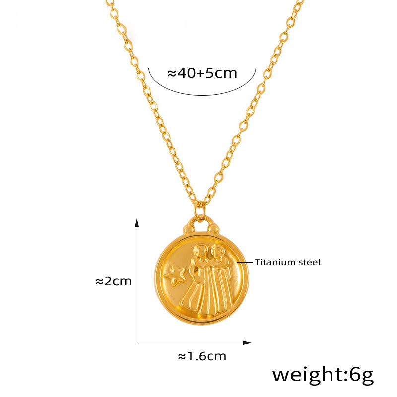 Edles Sternzeichen-Medaillon mit Relief – zeitloser Unisex-Kettenklassiker