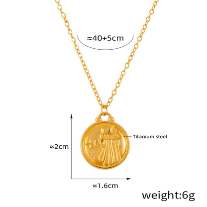 Edles Sternzeichen-Medaillon mit Relief – zeitloser Unisex-Kettenklassiker