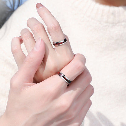 PIOWNN® Schlichter Wolframkarbid Ring mit Holzoptik - 4-6-8mm Unisex Partnerringe