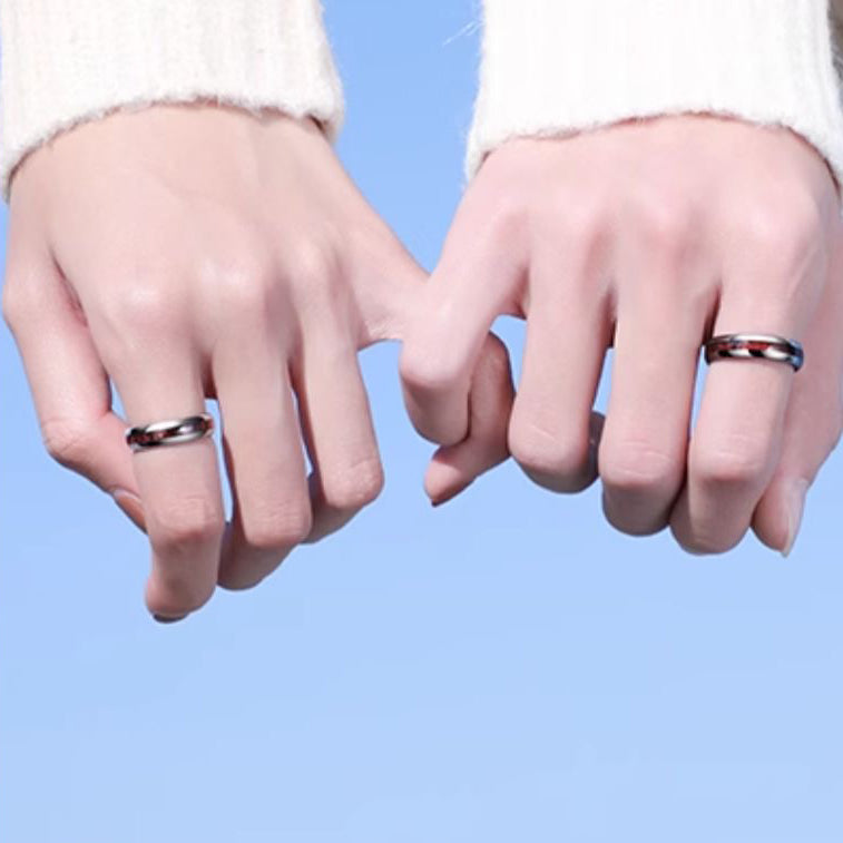 PIOWNN® Schlichter Wolframkarbid Ring mit Holzoptik - 4-6-8mm Unisex Partnerringe