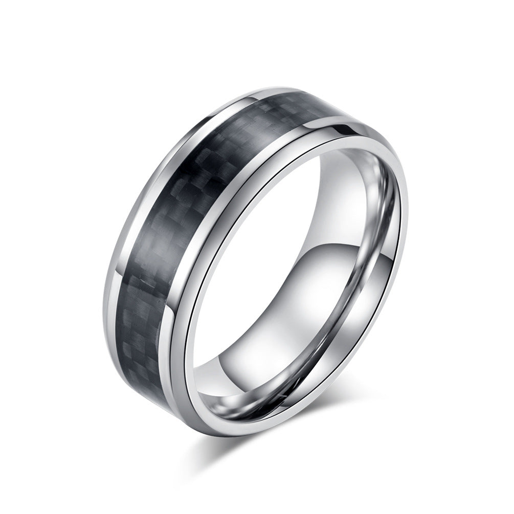 Titanstahl Ring mit Carbonfaser - Moderner Männerschmuck - Leichter & Hochfester Herrenring