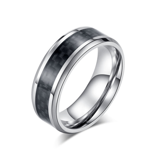Titanstahl Ring mit Carbonfaser - Moderner Männerschmuck - Leichter & Hochfester Herrenring