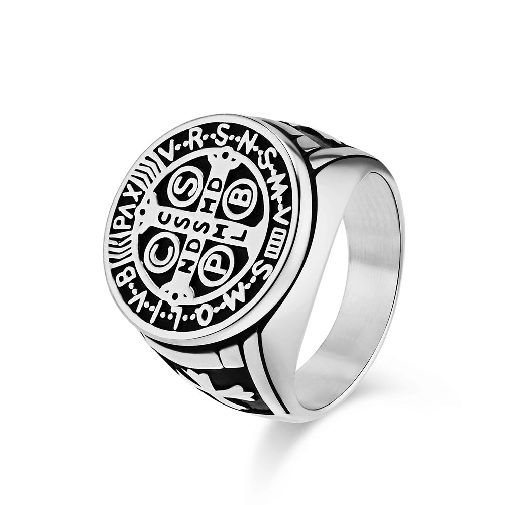 Gothic Kreuz Ring - Edelstahl Männerschmuck mit Okkultem Design - Punk & Rock Accessoire