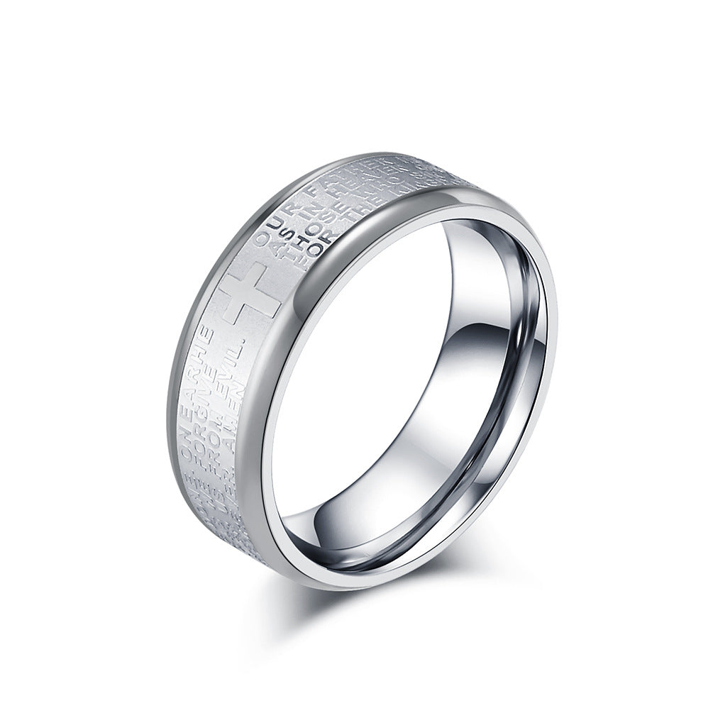 Bibelvers Ring für Männer - Edelstahl Kreuz Design - Christlicher Symbolschmuck
