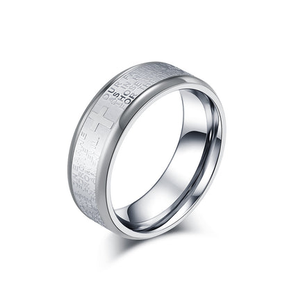 Bibelvers Ring für Männer - Edelstahl Kreuz Design - Christlicher Symbolschmuck