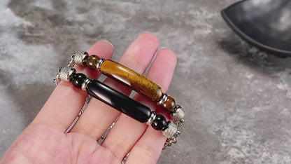 Edelstahl-Kettenarmband mit Tigerauge & Titan – Für Herren