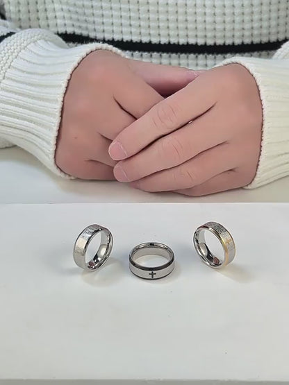Bibelvers Ring für Männer - Edelstahl Kreuz Design - Christlicher Symbolschmuck