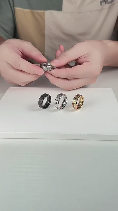 Wikinger Ring mit Runen - Titanstahl Herrenring im Vintage Design - Nordischer Männerschmuck - Keltischer Symbolring