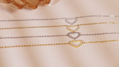 Doppelkette-Set: Herz-Anhänger mit Zirkonia & Kreuz-Kette mit Stahlperlen – 18K vergoldet oder silberner Edelstahl