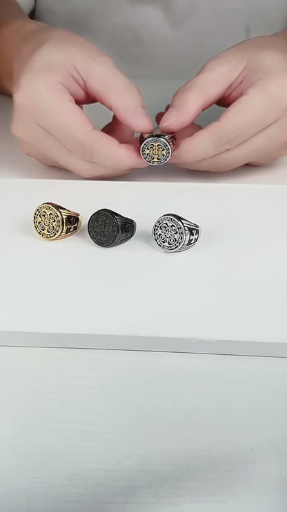Gothic Kreuz Ring - Edelstahl Männerschmuck mit Okkultem Design - Punk & Rock Accessoire