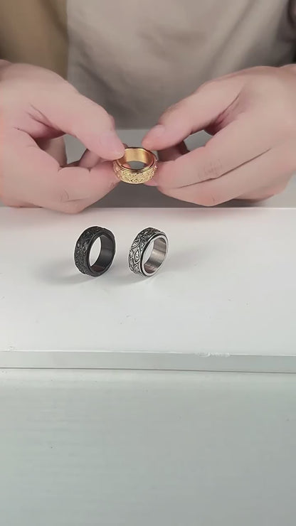 Dämonen-Auge Titanring für Herren | Drehbarer Anti-Stress-Ring - 316L Edelstahl im Vintage-Design