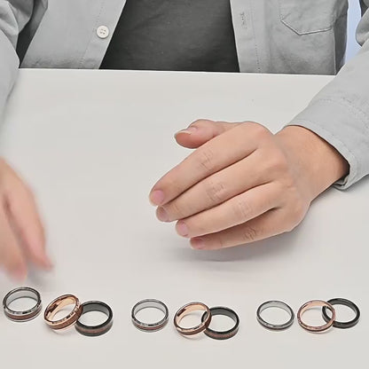 PIOWNN® Schlichter Wolframkarbid Ring mit Holzoptik - 4-6-8mm Unisex Partnerringe