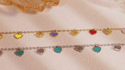 Mehrfarbige Grün-Herz-Kollektion – 18K vergoldeter Edelstahl Schmuck als Armband oder Halskette (wahlweise Gold- oder Silberoptik)